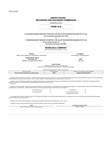 Thumbnail Noodles & Company 10-Q Quarterly Report FY2023 