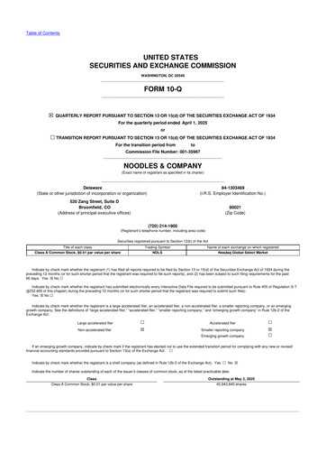 Thumbnail Noodles & Company 10-Q Quarterly Report FY2025 