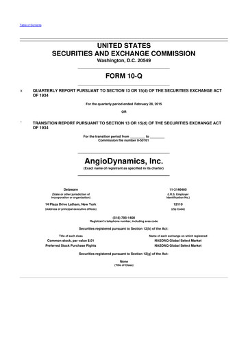 Thumbnail AngioDynamics 10-Q Quarterly Report FY2015 