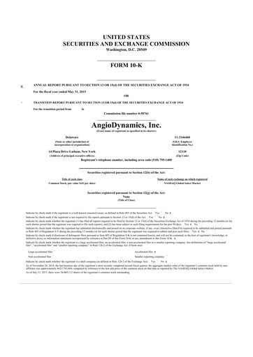 Thumbnail AngioDynamics 10-K Annual Report 2015