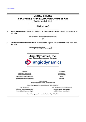 Thumbnail AngioDynamics 10-Q Quarterly Report FY2019 