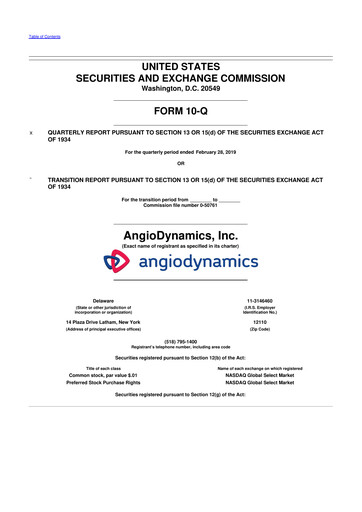 Thumbnail AngioDynamics 10-Q Quarterly Report FY2019 