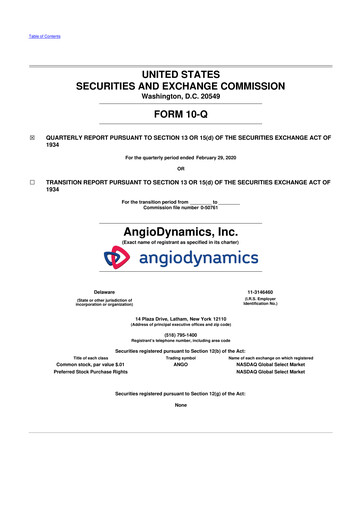 Thumbnail AngioDynamics 10-Q Quarterly Report FY2020 