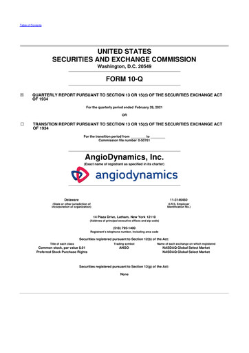 Thumbnail AngioDynamics 10-Q Quarterly Report FY2021 