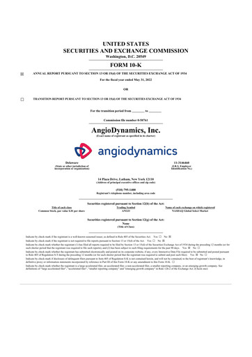 Thumbnail AngioDynamics 10-K Annual Report 2022