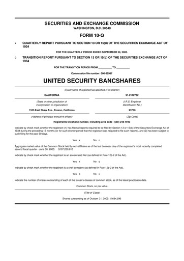 Vorschaubild United Security Bancshares 10-Q Quartalsbericht  