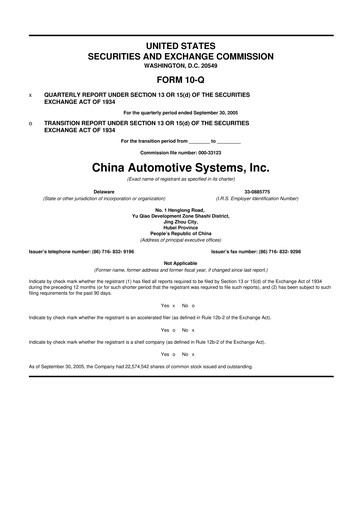 Vorschaubild China Automotive Systems 10-Q Quartalsbericht  
