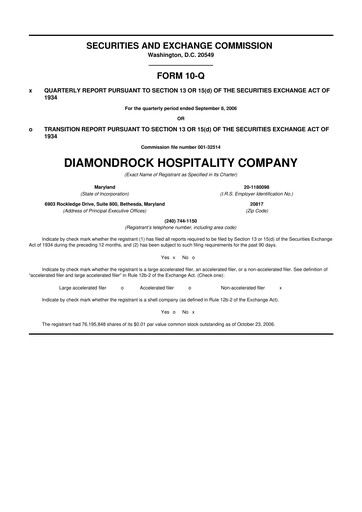 Vorschaubild Diamondrock Hospitality Company 10-Q Quartalsbericht  