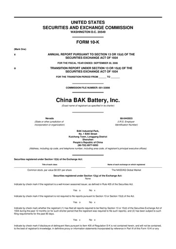 Thumbnail CBAK Energy Technology 10-K Annual Report 