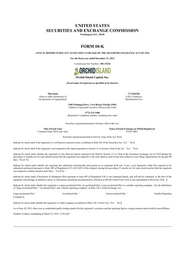 Thumbnail Orchid Island Capital
 10-K Annual Report 2012