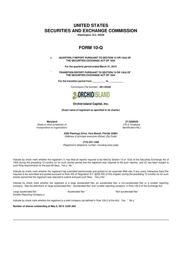 Thumbnail Orchid Island Capital
 10-Q Quarterly Report FY2014 