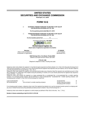 Thumbnail Orchid Island Capital
 10-Q Quarterly Report FY2019 