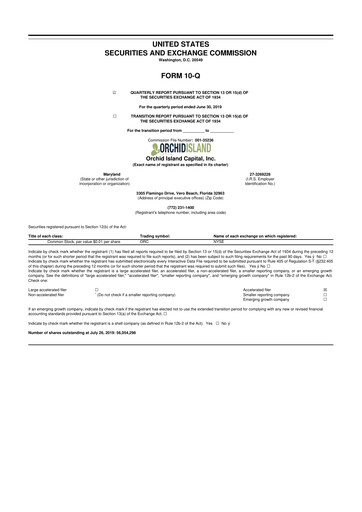 Thumbnail Orchid Island Capital
 10-Q Quarterly Report FY2019 