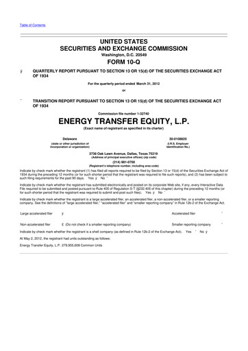 Thumbnail Energy Transfer LP
 10-Q Quarterly Report FY2012 