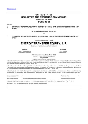Thumbnail Energy Transfer LP
 10-Q Quarterly Report FY2014 