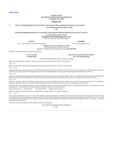 Thumbnail Energy Transfer LP
 10-K Annual Report 2014