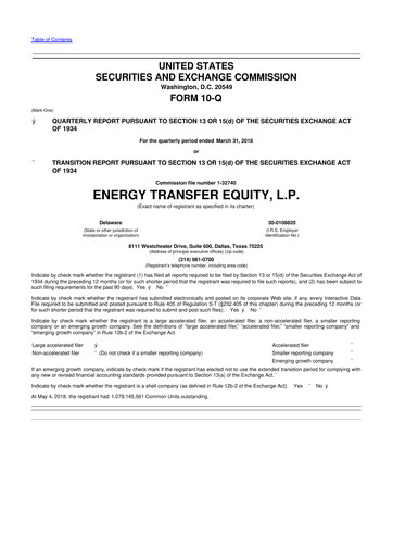 Thumbnail Energy Transfer LP
 10-Q Quarterly Report FY2018 