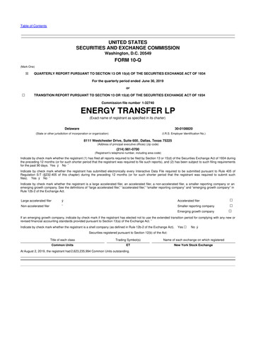 Thumbnail Energy Transfer LP
 10-Q Quarterly Report FY2019 
