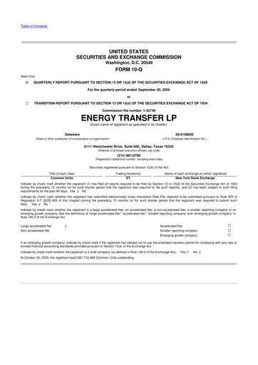 Thumbnail Energy Transfer LP
 10-Q Quarterly Report FY2020 