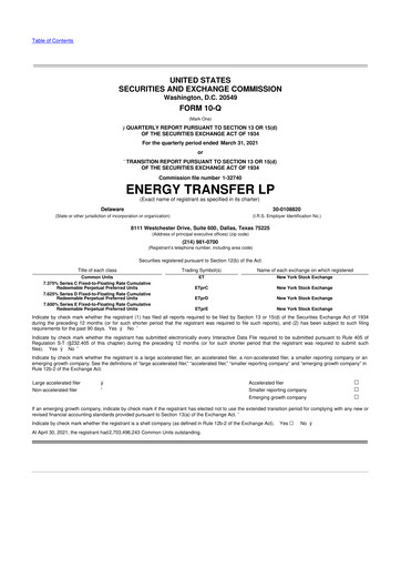 Thumbnail Energy Transfer LP
 10-Q Quarterly Report FY2021 