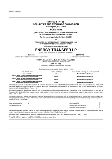 Thumbnail Energy Transfer LP
 10-Q Quarterly Report FY2021 