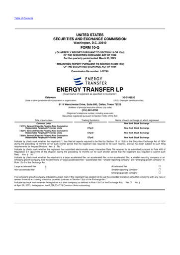 Thumbnail Energy Transfer LP
 10-Q Quarterly Report FY2023 