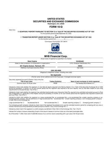 Thumbnail MVB Financial 10-Q Quarterly Report FY2022 