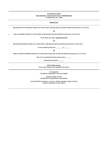 Thumbnail ESSA Pharma 20-F Annual Report 