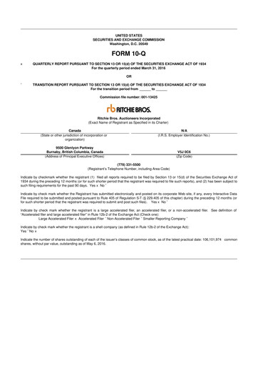 Vorschaubild RB Global
 10-Q Quartalsbericht 2016 