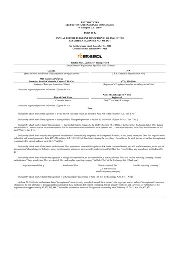 Miniature RB Global
 10-K Rapport annuel 2016