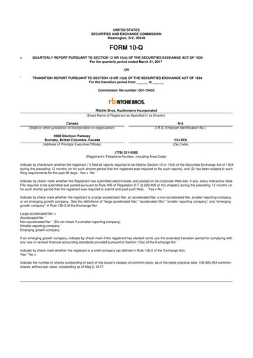 Vorschaubild RB Global
 10-Q Quartalsbericht 2017 