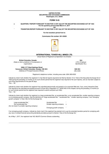 Thumbnail International Tower Hill Mines 10-Q Quarterly Report FY2017 