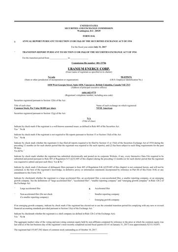 Thumbnail Uranium Energy
 10-K Annual Report 2017