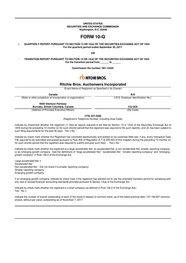 Vorschaubild RB Global
 10-Q Quartalsbericht 2017 