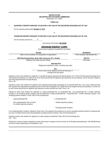 Thumbnail Uranium Energy
 10-Q Quarterly Report FY2018 