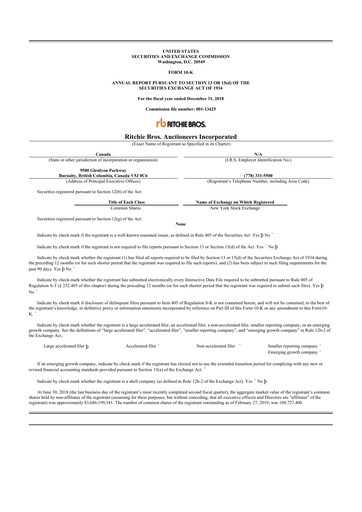 Miniature RB Global
 10-K Rapport annuel 2018