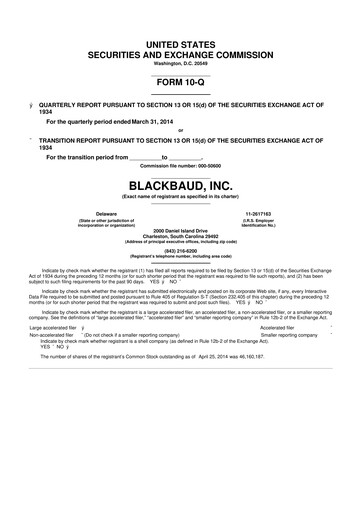 Thumbnail Blackbaud 10-Q Quarterly Report FY2014 