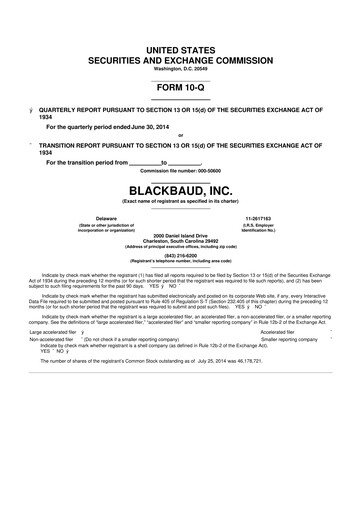 Thumbnail Blackbaud 10-Q Quarterly Report FY2014 