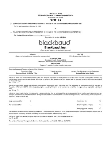 Thumbnail Blackbaud 10-Q Quarterly Report FY2020 