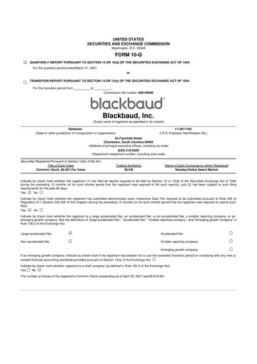 Thumbnail Blackbaud 10-Q Quarterly Report FY2021 