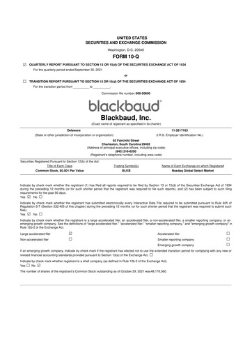 Thumbnail Blackbaud 10-Q Quarterly Report FY2021 