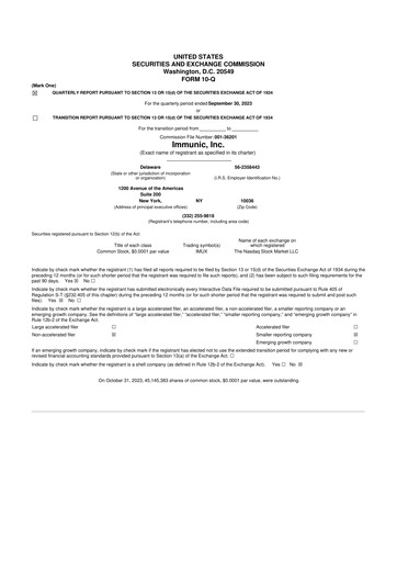 Thumbnail Immunic 10-Q Quarterly Report FY2023 