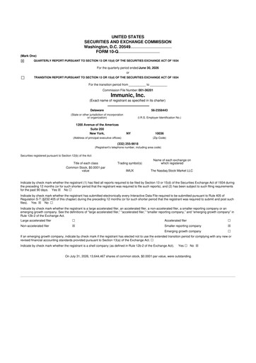 Thumbnail Immunic 10-Q Quarterly Report FY2026 