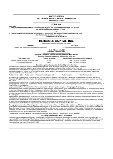 Miniature Hercules Capital
 10-K Rapport annuel 