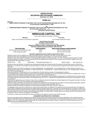 Miniature Hercules Capital
 10-K Rapport annuel 