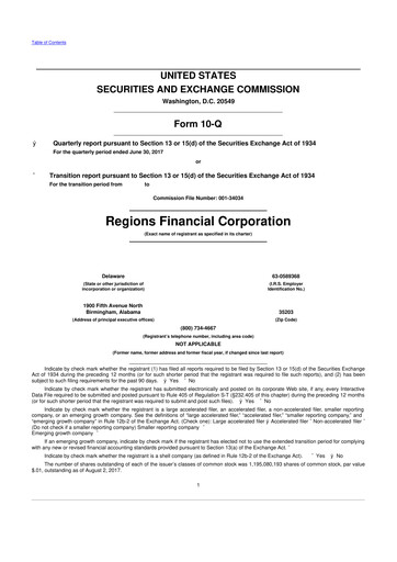 Thumbnail Regions Financial
 10-Q Quarterly Report FY2017 