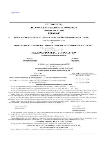 Thumbnail Regions Financial
 10-K Annual Report 2018