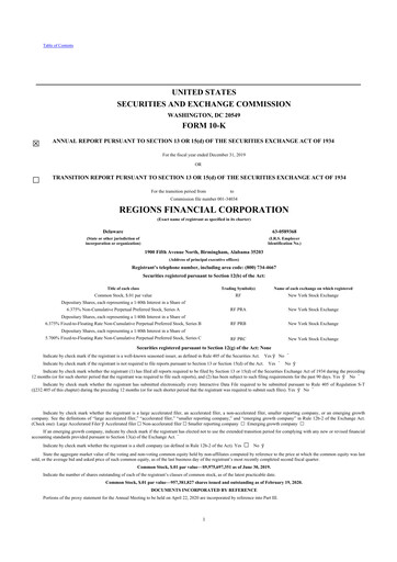 Thumbnail Regions Financial
 10-K Annual Report 2019