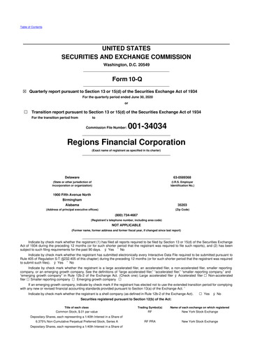 Thumbnail Regions Financial
 10-Q Quarterly Report FY2020 