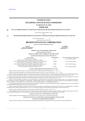 Thumbnail Regions Financial
 10-K Annual Report 2021
